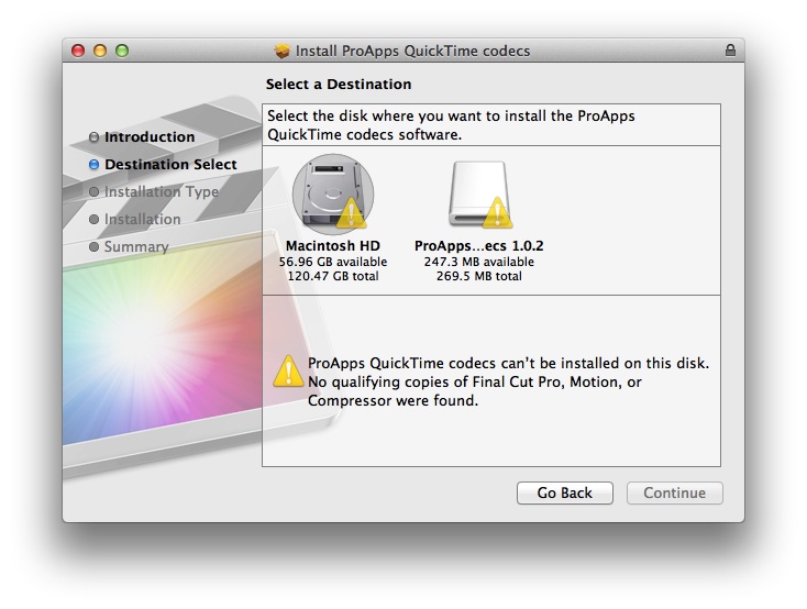 Install ProApps QuickTime codecs